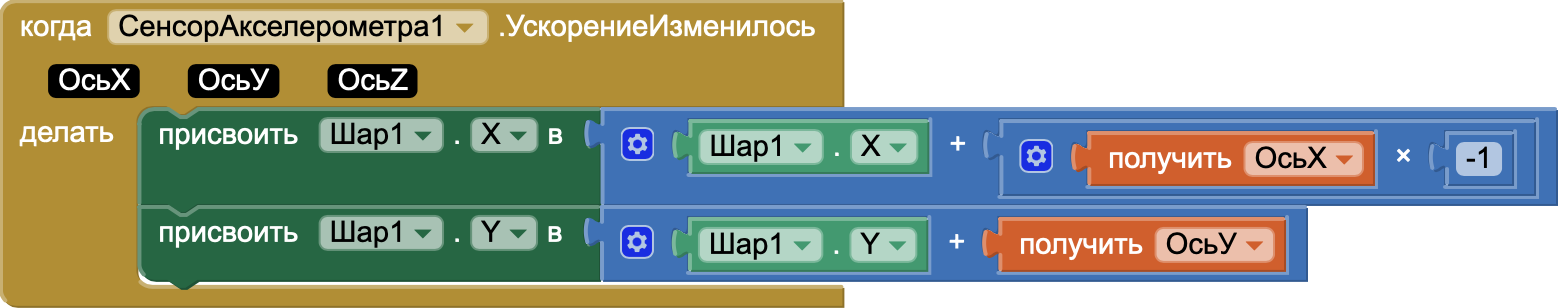 Блок AccelerationChanged